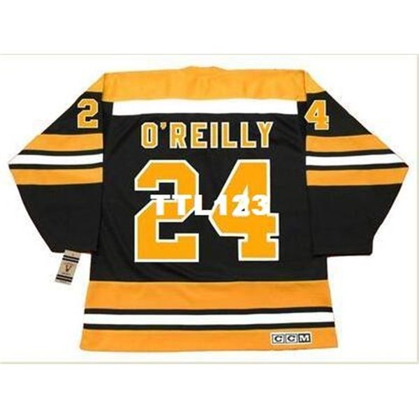 

mens #24 terry o'reilly boston bruins 1973-1974 ccm vintage retro hockey jersey or custom any name or number retro jersey, Black
