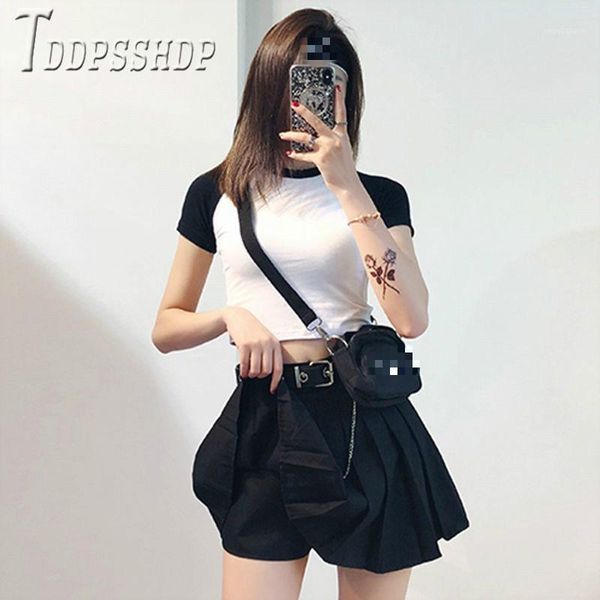 

2020 spring summer pleated women skirt korean slim mini female skirts1, Black
