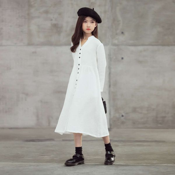 

product 2020 girls' autumn korean new small stand collar big swing skirt long sve parent child drs hocd1m0f, Red;yellow