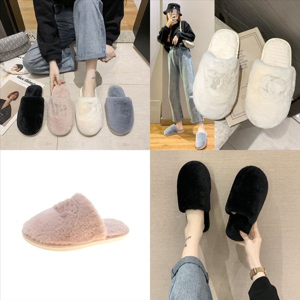 

tuk6v cartoon animal embroider cotton slippers for women men kids winter indoor plush floor home slipper cute plush ball style owl rubber, Black