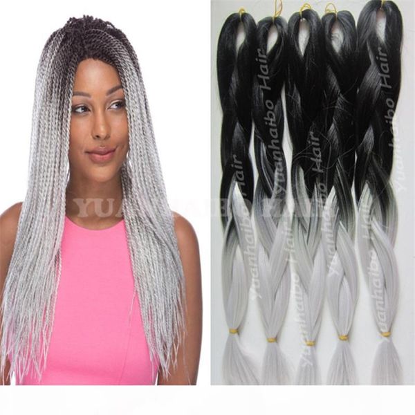 

synthetic hair extensions wholesale price black silver two tone jumbo braiding ombre synthetic braid hair for black woman ing