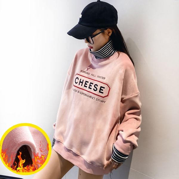 

fake two pieces of sweater pullover double-sided gold velvet sweater for women's fall winter 2019 new pullover thickened bottom loose i, Black
