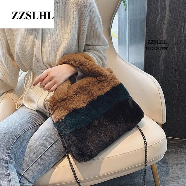 

2020 winter women's plush handbags fashion tote bags stripe shoulder bags crossbody for women bolsa feminina a1661