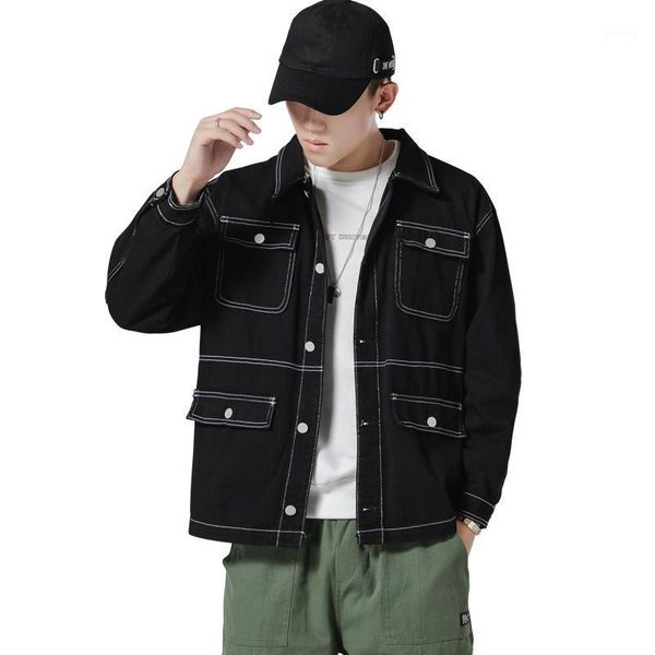 

fashion harajuku jeans jacket men streetwear outerwear coat korean style clothing male denim jacket bomber1, Black;brown