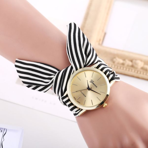 

international geneva watches fashion classic fabric rope band women clock hand-woven cloth quarzt watch for party, Slivery;brown