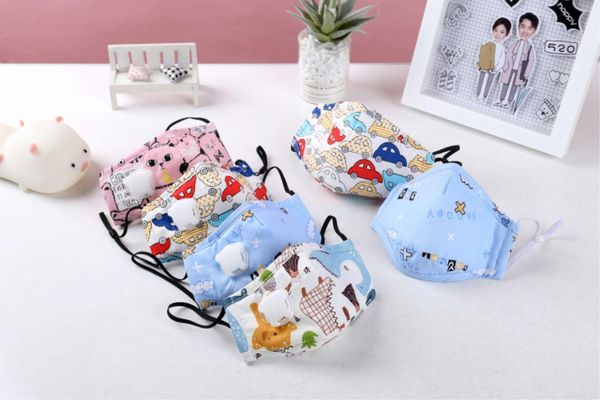 

dhl kids face mask cartoon mouth mask cotton washable reusable mask with breathing valve for boys girls dustproof anti pm2.5