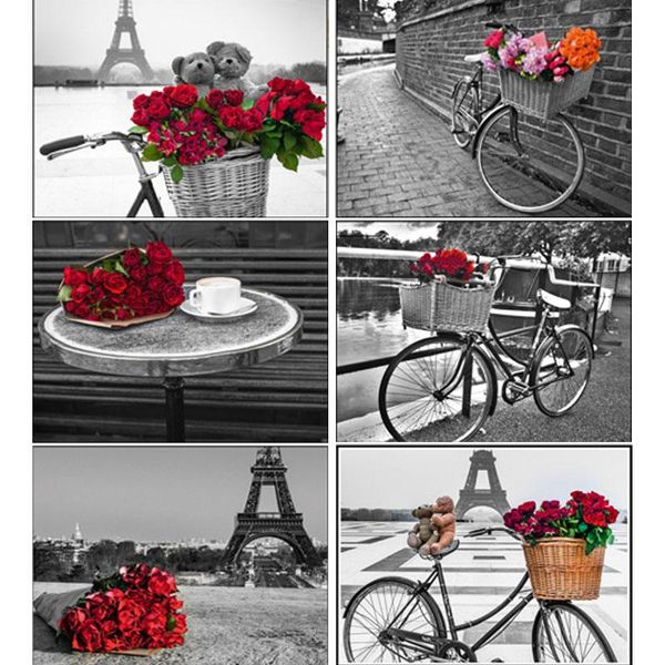 

paintings diy 5d diamond painting red and black series city tower roses 3d cross stitch mosaic embroidery home decoration