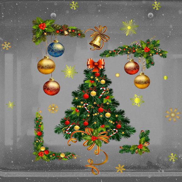

рождественская елка окна стикер стены таблички снежинка санта-клаус home xmas декор стены наклейка обои спальня украшение qylshx