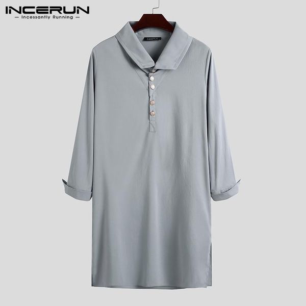 

кнопка incerun мусульманские мужчина кафтан нагрудной длинных рукава solid color исламской arabic кафтан мода дубай ближнего восток джубба t, Red