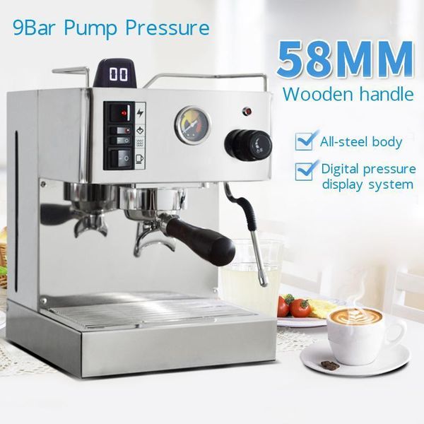 

em-18 new 9bar coffee maker espresso coffee machine semi-automatic espresso machine commercial stainless steel body 220-240v1