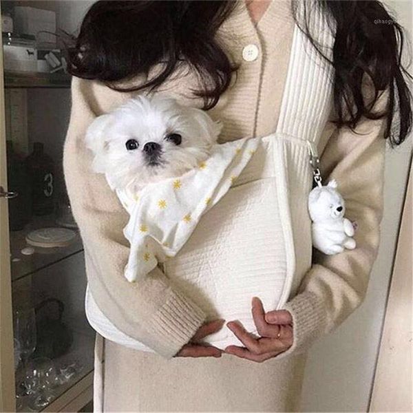 

handmade pet dog carrier outdoor travel handbag canvas single shoulder bag sling breathable comfort travel tote shoulder bag1