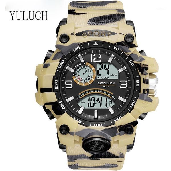 

wristwatches yuluch men's sports electronic watch multi-function outdoor large screen luminous timekeepcamouflage1, Slivery;brown