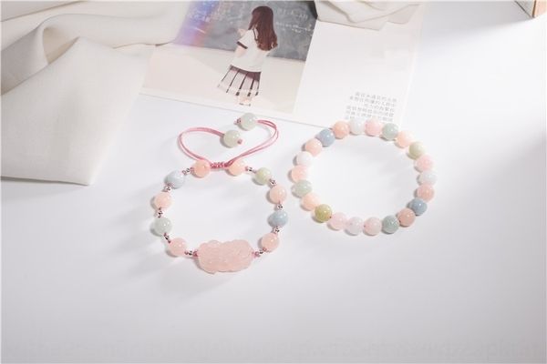 

wtbxf natural morgan stone candy color candy crystal"crystal crystal bracelet jewelry for women natural morgan stone crystalstring pink, Golden;silver