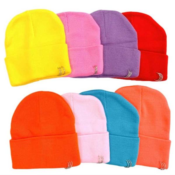 

berets piercing cute crochet knit beanie 2021 autumn flat warm skullies beanies caps female knitted hat ladies girls winter, Blue;gray