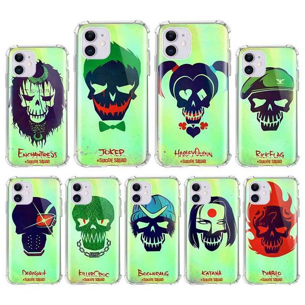 

case for iphone 12 mini 11 pro max x xs xr 7 8 6 6s plus se 2020 airbag anti fall cover mobile caso suicide squad joker quine