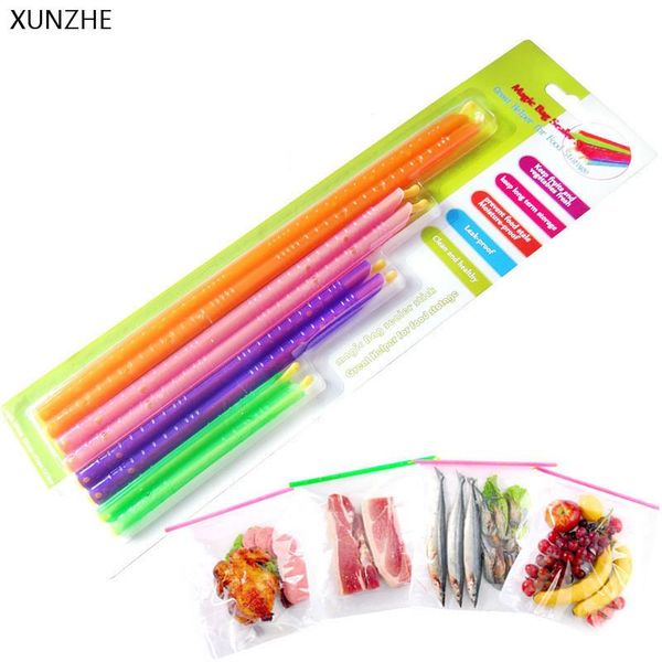 

xunzhe 8pc new dazzle colour bags clip reusable food keeping fresh clamp milk powder snack packaging sealing rod kitchen tools bbylpl