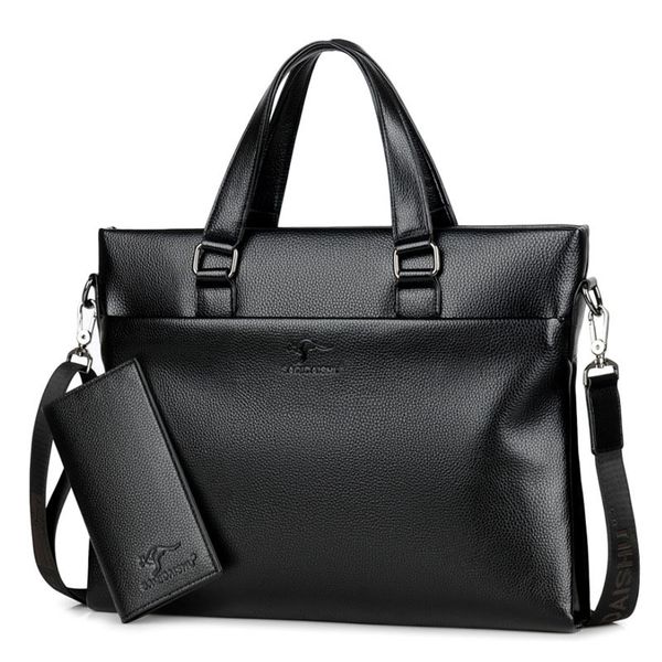

2019 mens new casual briefcase large capacity crossbody handbag men's black business bag leather office bags for men