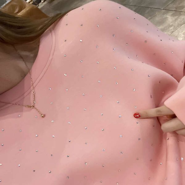 

korean version of autumn and winter 2020 new fashion drill round neck pullover long sleeve loose casual coat for women, Black