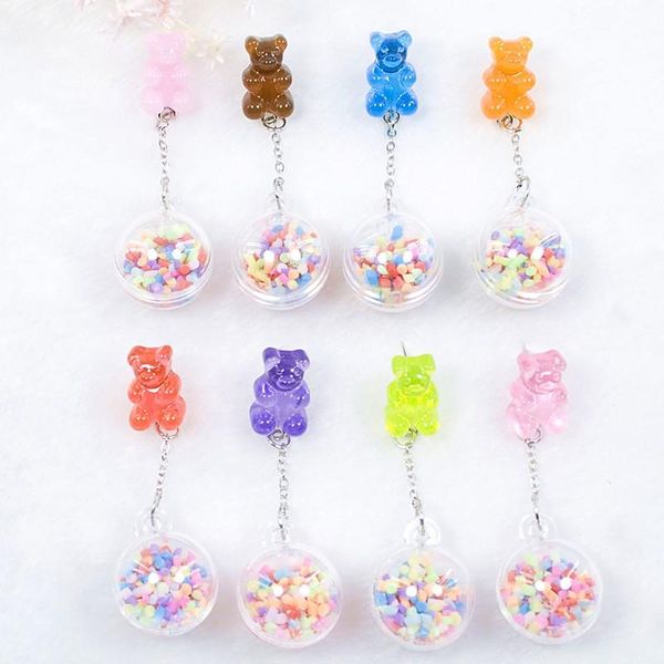 

dangle & chandelier 1pair stud earring multicolours gummy bear resin with ball earrings fashion jewelry gift, Silver