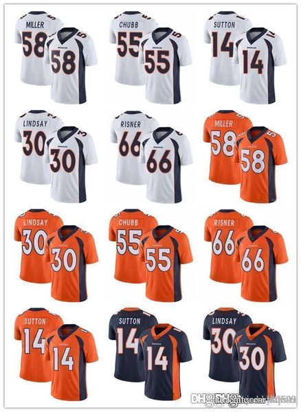 

men youth denver broncos 58 von miller 14 courtland sutton 30 phillip lindsay 55 bradley chubb 66 dalton risner football jerseys, Black;red
