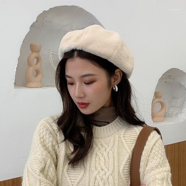 

beanie/skull caps autumn and winter beret women's hat korean warm fashion retro british painter fall hats for women 2021 christmas gift, Blue;gray