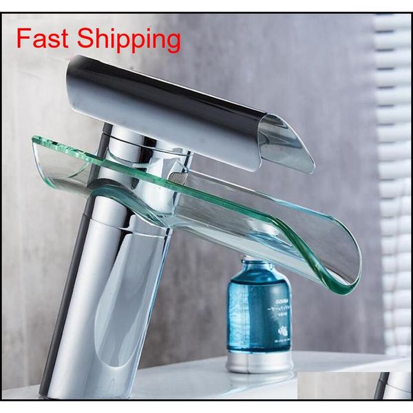 

new glass waterfall brass electroplating faucet bathroom counter basin washing basin and cold m qylaki dh_seller2010