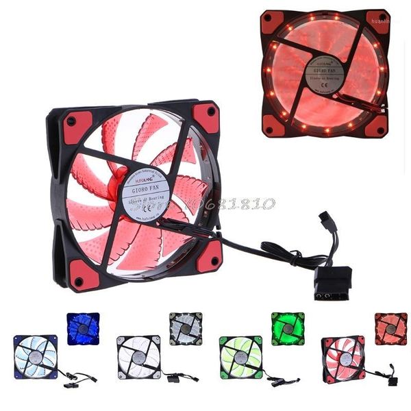 

fans & coolings 15 lights led silent fan pc computer chassis case heatsink cooler cooling dc 12v 4p 3p 120*120*25mm drop 1