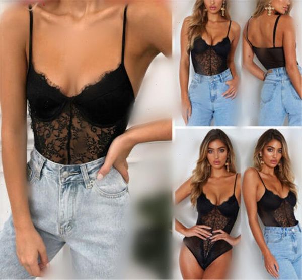 

2021 brand new style women ladies front plunge lace up bodysuit leotard sleeveless crop summer, Black;white