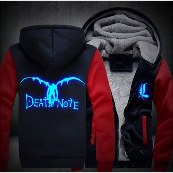 

2021 us size new anime death note luminous jacket sweatshirts thicken hoodie coat casual clothing xbwu, Black