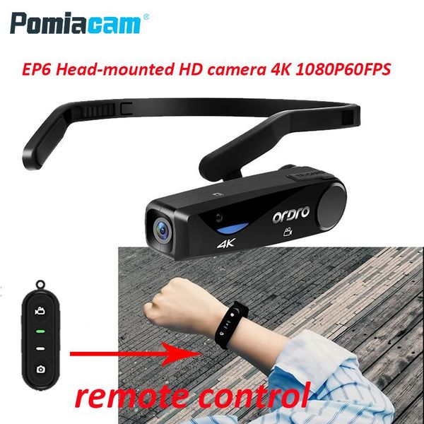 

cameras wifi 4k hd camcorder ep6 head wear mini camera video remote control microphone cam