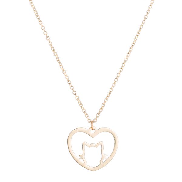 

necklaces womens stainless steel gold steel pink heart cat couple pendants heart woman accessories fashion jewelry on the neck, Silver