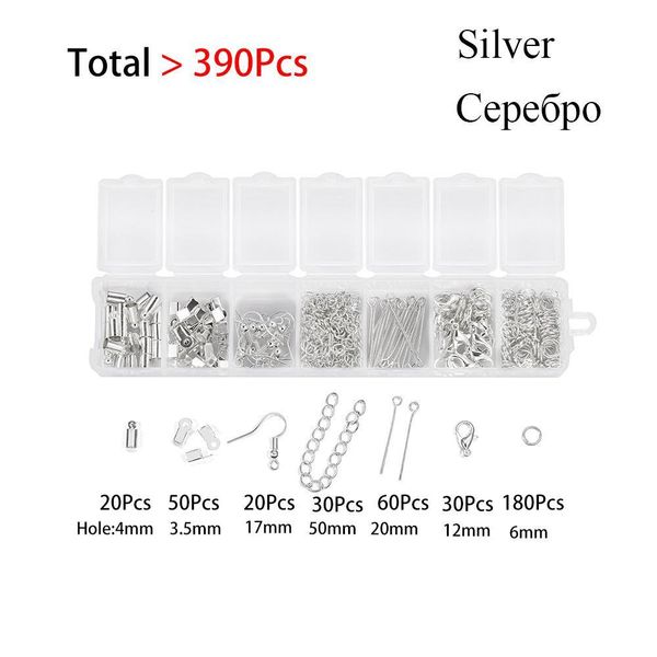 

390pcs split ring connector lobster clasp eye pins extender chain earrings clasps farmar cap for jewelry making diy accessories h wmthcb, Silver