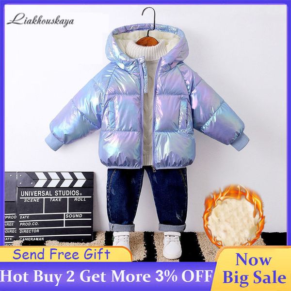 

winter for girls kids warm hooded outerwear boys waterproof down children plus thick velvet jacket casual snowsuit, Blue;gray