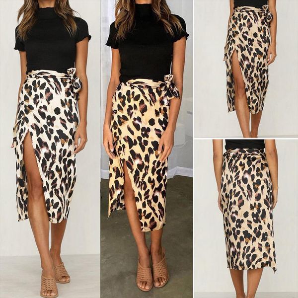 

women skirt leopard print high waist polyester new ladies fashion summer drop shipping high quality, Black