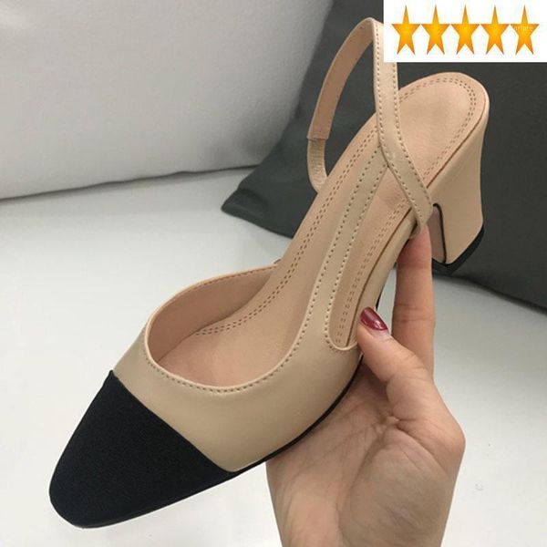 

summer genuine leather patchwork elegant designer women comfortable block med heels sandals shoes1, Black