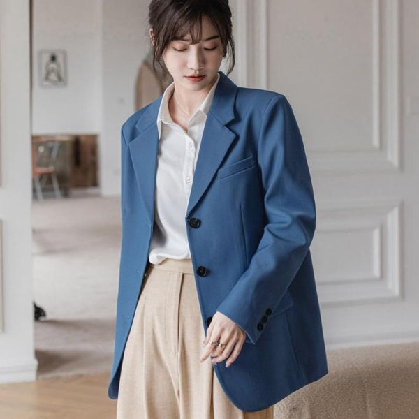 

women's spring jacket vintage solid color full sleeve button up office clothes lady's business wear jacket suit, White;black