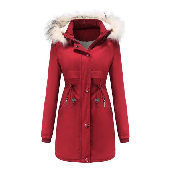 

women's jacket new winter warmth thicken solid color stylish outwear office casual cotton coat ladies loose type parke, Black