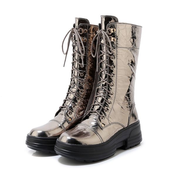 

22-24.5cm 2021 women's rain bright winter shoes and flat calf boots wild velvet fashion p33o, Black