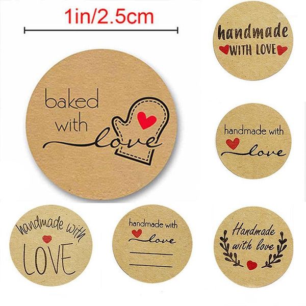 

sticker kraft 2.5cm with love label round labels adhesive 500pcs cookie bags envelope wedding stickers thank you sticker1