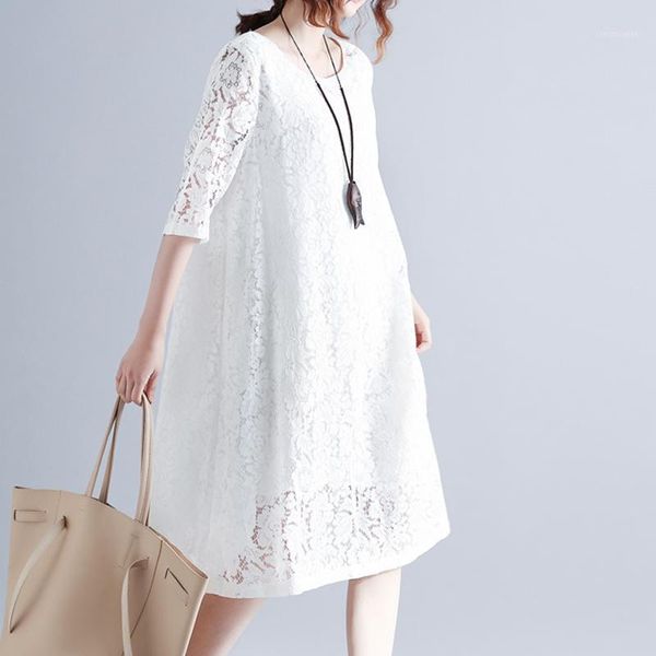

maternity dresses plus-size 3xl lace floral dress clothings pregnant women clothes for 2021 1, White