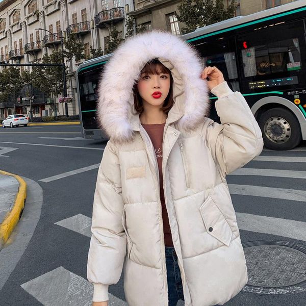 

goohojio new fashion winter jacket women big fur belt hooded thick down parkas female jacket coat slim warm winter outwear, Black