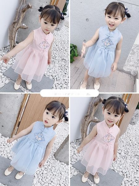 

jets4 baby summer princess ethnic groupdress dress summer little girl 65150 style hanfu chinese style nationality foreign xhhw6, Black;gray