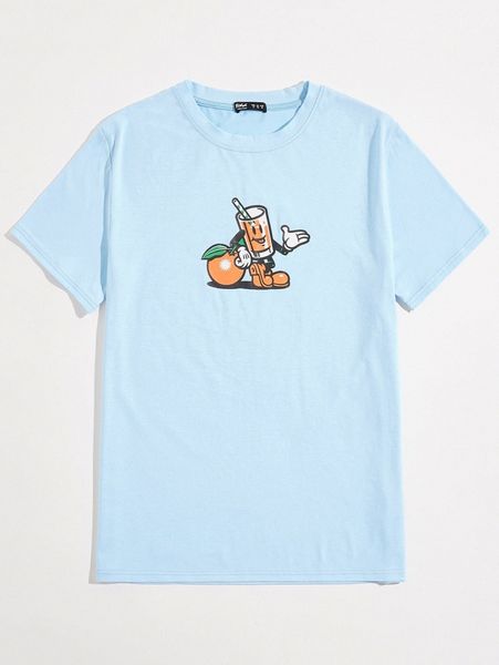 

romwe x mightyshort guys orange & cartoon graphic tee o5sj#, White;black