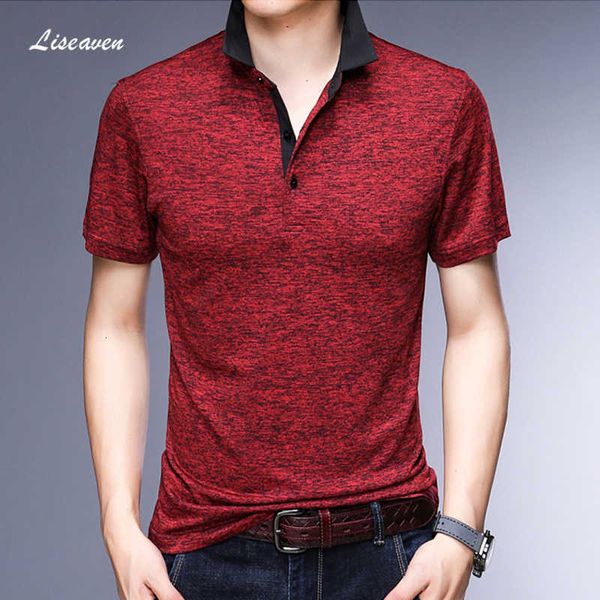 

liseaven men business office shirt brand slim fit mens polo shirts men's clothing solid casual breathable poloshirt, White;black