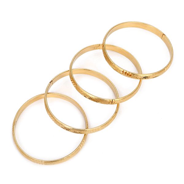 

dubai india charm cuff bracelet for women girls 4pcs openable gold plated bangles hand jewelry arab gift, White