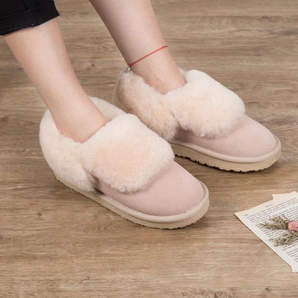 

swyivy reallly wool fur snow boots women winter flats loafers slip on fur winter shoes 2020 genuine leather short ankle boots, Black