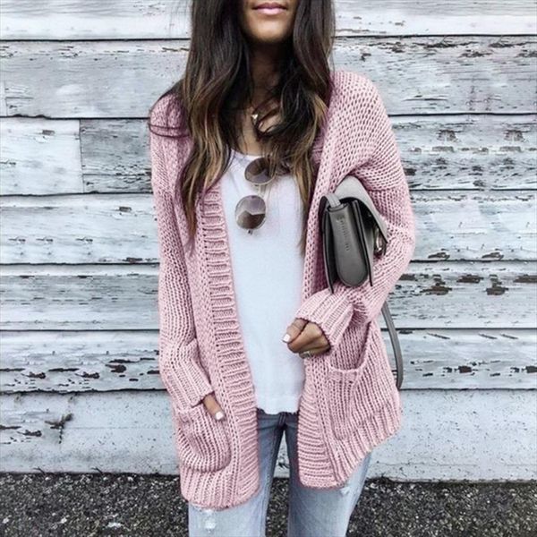 

new cardigan women long sleeve knitted women sweater cardigan autumn winter womens sweaters 2021 sweater coat mujer invierno, White;black