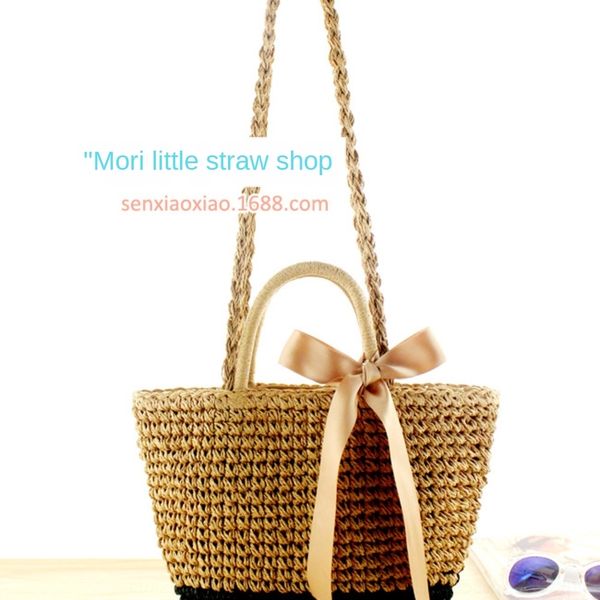 

dootq new butterfly bow straw ribbon woven portable woven beach bag women's bag eitfo