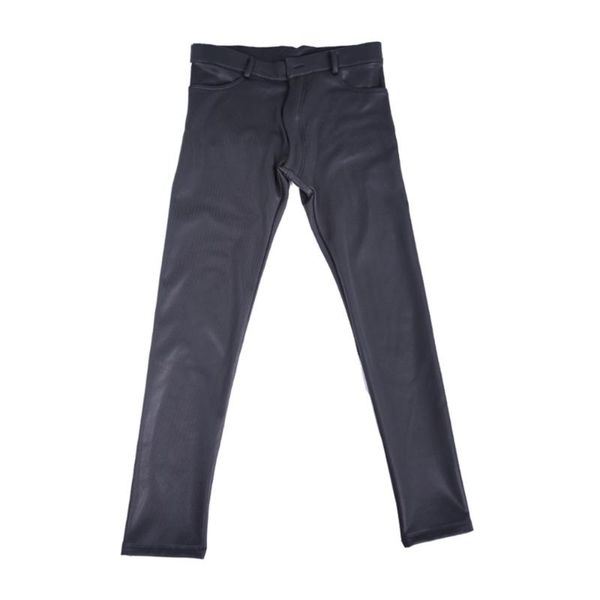 

men's pants men skinny mid waist pencil pu faux leather casual trousers pantalon hombre fashion s-3xl plus size skintight soft legging, Black