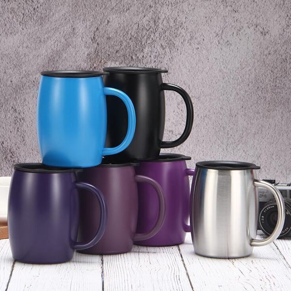 

stainless steel tumbler insulated vacuum flasks thermos double layers belly cup with handle lid coffee water bottle office gift mugs dhe1279